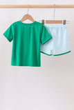 Green pocket grid shorts set Aaria Tees
