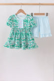 Green house floral Ruffle Shorts Set Aaria Tees