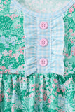 Green house floral Ruffle Shorts Set Aaria Tees