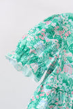 Green house floral Ruffle Shorts Set Aaria Tees