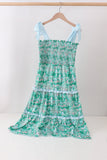 Green house floral Smocked Tiered Mom Dress Aaria Tees