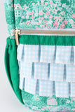Green floral ruffle backpack Aaria Tees