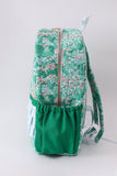 Green floral ruffle backpack Aaria Tees