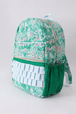 Green floral ruffle backpack Aaria Tees