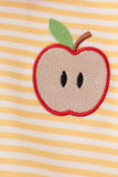 Mustard Stripe Apple Embroidered Top Aaria Tees