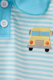 Blue Stripe School Bus Embroidered Top Aaria Tees