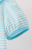 Blue Stripe School Bus Embroidered Top Aaria Tees