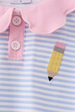 Purple Stripe Pencil Embroidered Top Aaria Tees