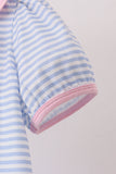 Purple Stripe Pencil Embroidered Top Aaria Tees