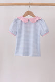 Purple Stripe Pencil Embroidered Top Aaria Tees