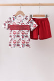 Maroon Alabama Smocked Shorts Set - Aaria Tees Aaria Tees