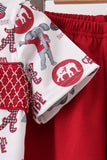Maroon Alabama Smocked Shorts Set - Aaria Tees Aaria Tees