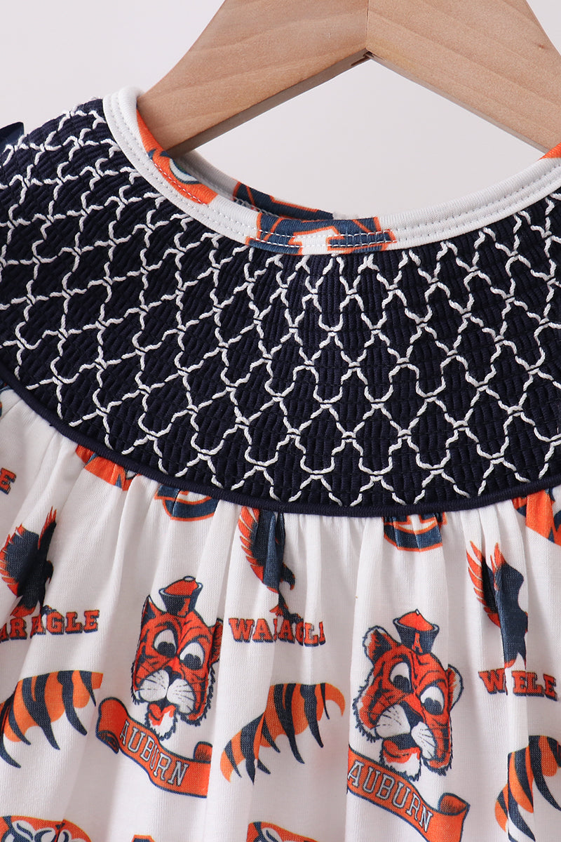 Navy Auburn Smocked Scalloped Shorts Set - Aaria Tees Aaria Tees