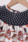 Navy Auburn Smocked Scalloped Shorts Set - Aaria Tees Aaria Tees