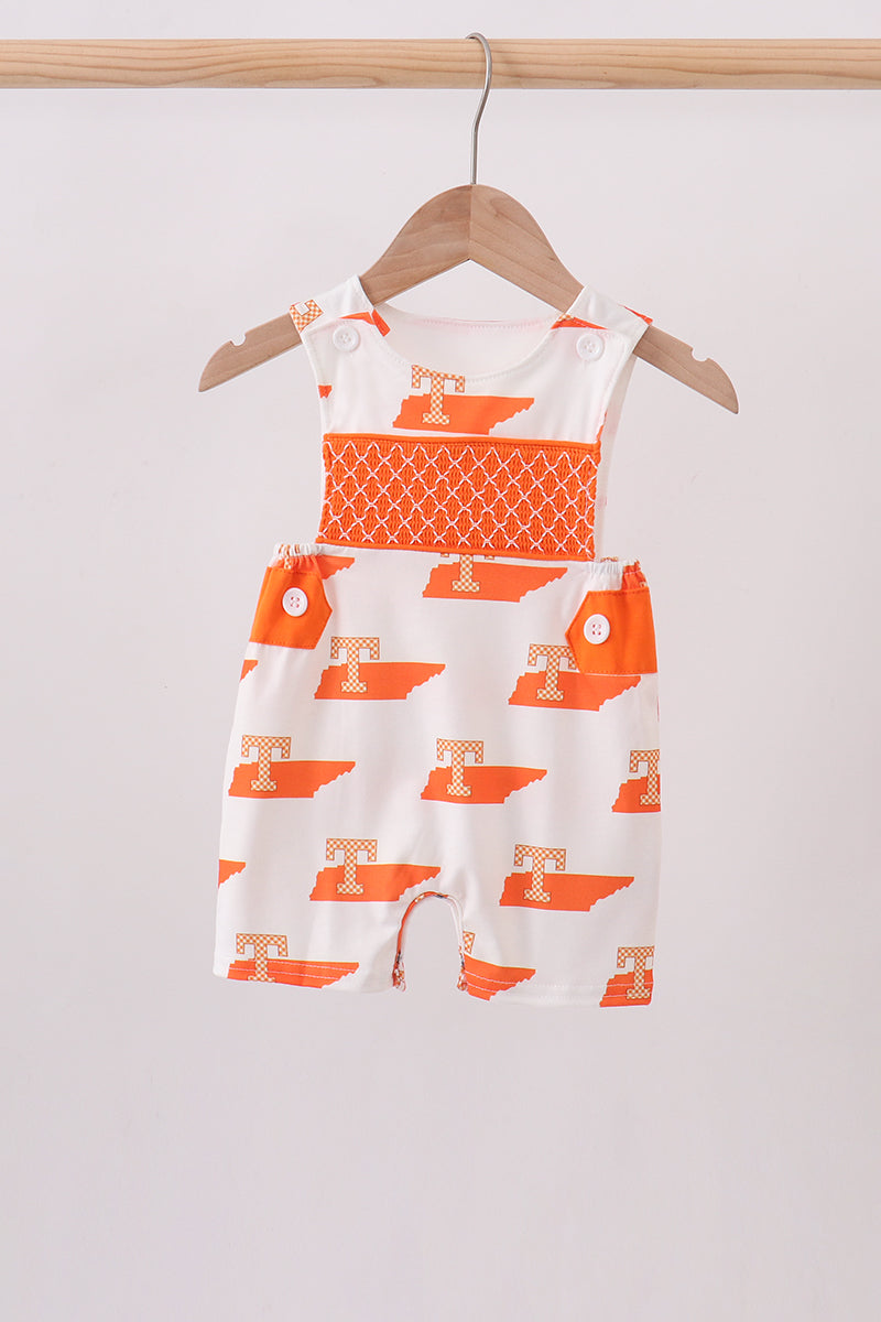 Orange Tennessee Smocked Jon Jon - Aaria Tees