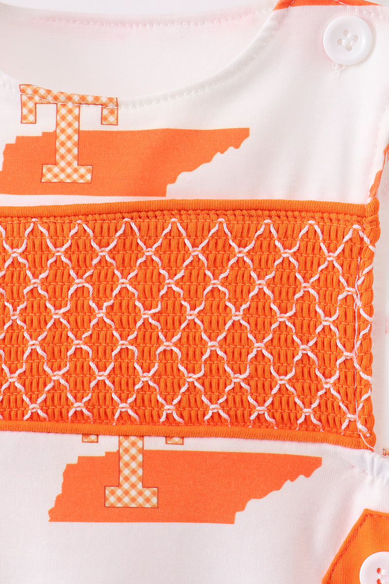 Orange Tennessee Smocked Jon Jon - Aaria Tees Aaria Tees
