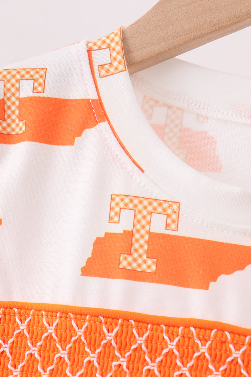 Orange Tennessee Smocked Shorts Set - Aaria Tees Aaria Tees