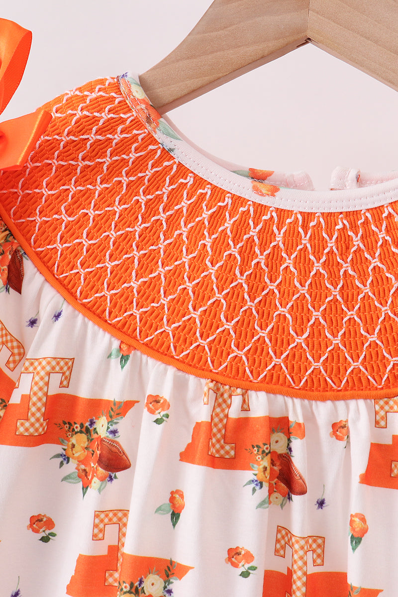Orange Tennessee Smocked Scalloped Ruffle Shorts Set - Aaria Tees Aaria Tees