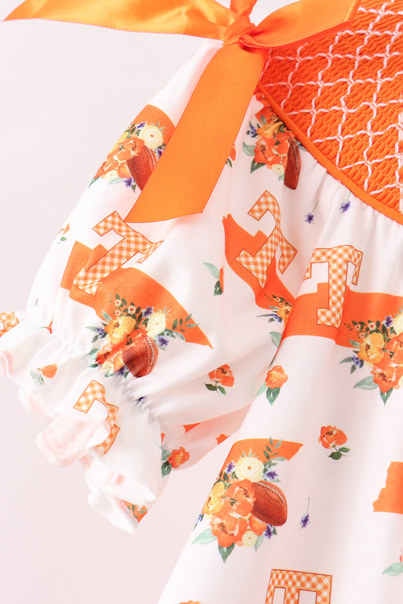 Orange Tennessee Smocked Scalloped Ruffle Shorts Set - Aaria Tees Aaria Tees