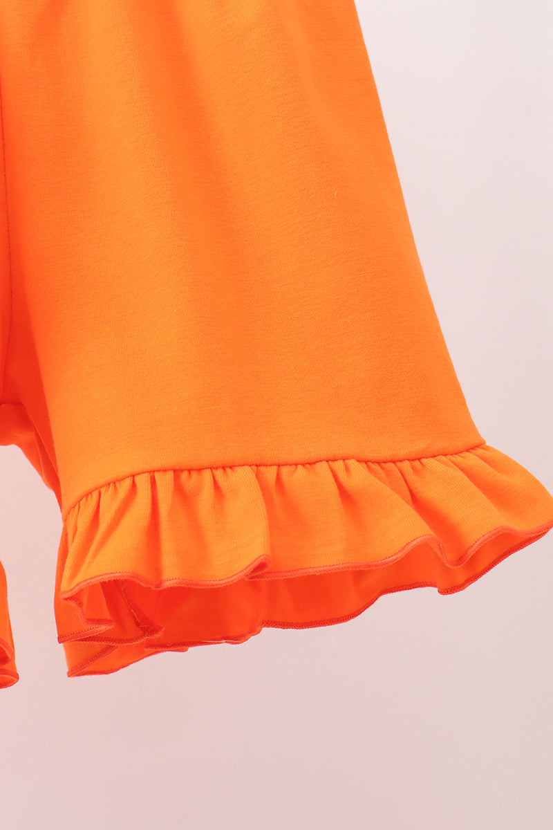 Orange Tennessee Smocked Scalloped Ruffle Shorts Set - Aaria Tees Aaria Tees