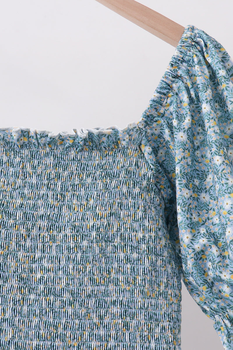 Teal Floral Mom Dress - Aaria Tees Aaria Tees