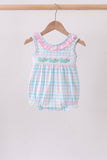 Pink Crocodile Smocked Gingham Bubble - Aaria Tees Aaria Tees
