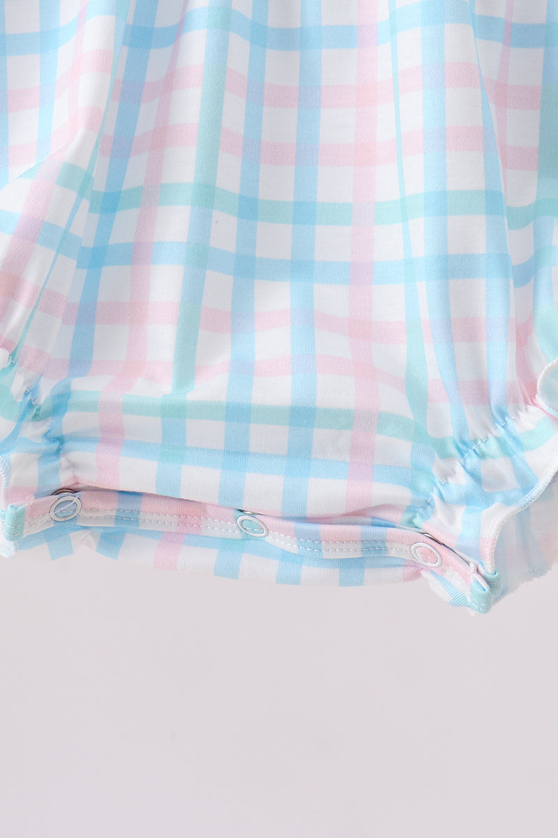 Pink Crocodile Smocked Gingham Bubble - Aaria Tees Aaria Tees