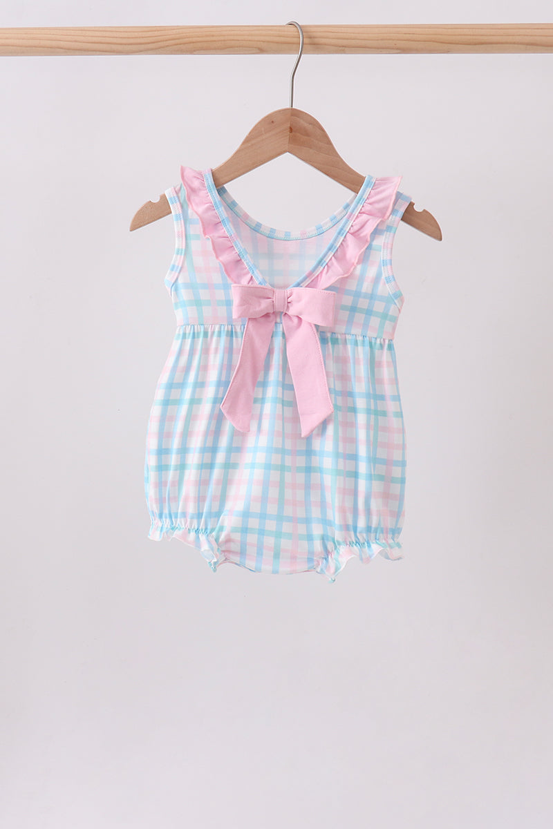 Pink Crocodile Smocked Gingham Bubble - Aaria Tees Aaria Tees
