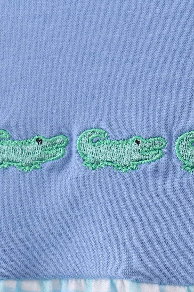 Blue Crocodile Embroidered Bubble - Aaria Tees Aaria Tees