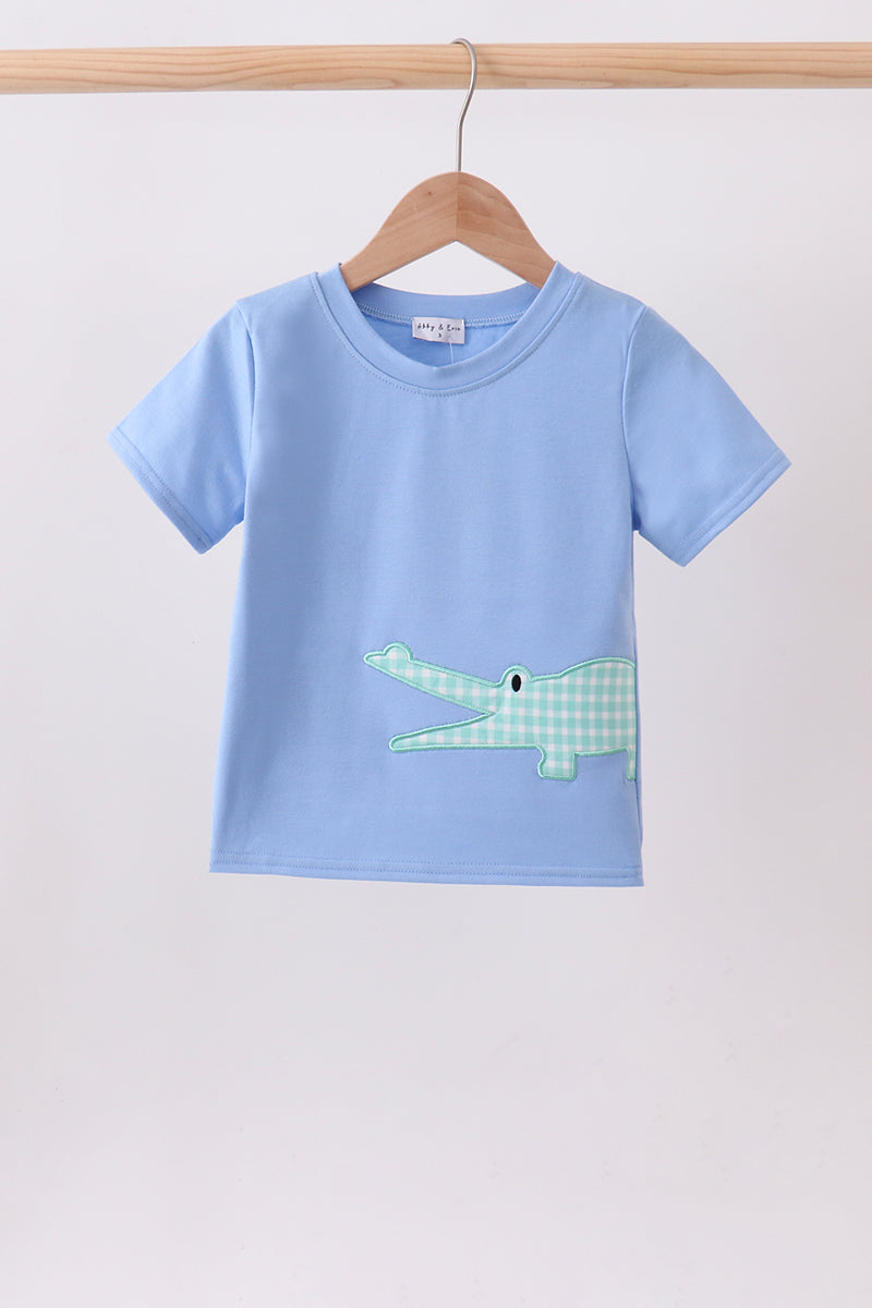 Blue Crocodile Applique Top - Aaria Tees