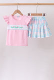 Pink Crocodile Smocked Skorts Set - Aaria Tees Aaria Tees