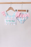 Pink Crocodile Smocked Gingham 2PC Swimsuit - Aaria Tees Aaria Tees