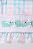 Pink Crocodile Smocked Gingham 2PC Swimsuit - Aaria Tees Aaria Tees