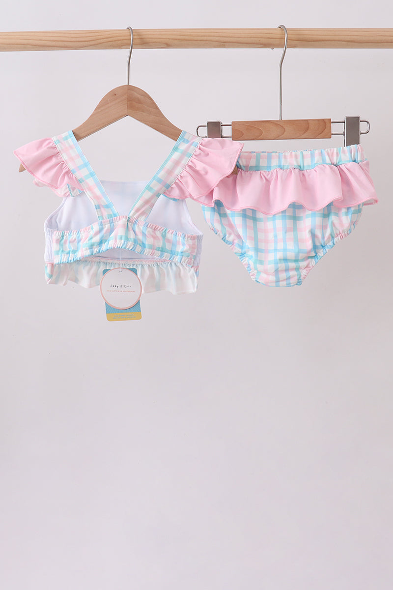 Pink Crocodile Smocked Gingham 2PC Swimsuit - Aaria Tees Aaria Tees