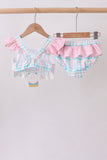 Pink Crocodile Smocked Gingham 2PC Swimsuit - Aaria Tees Aaria Tees