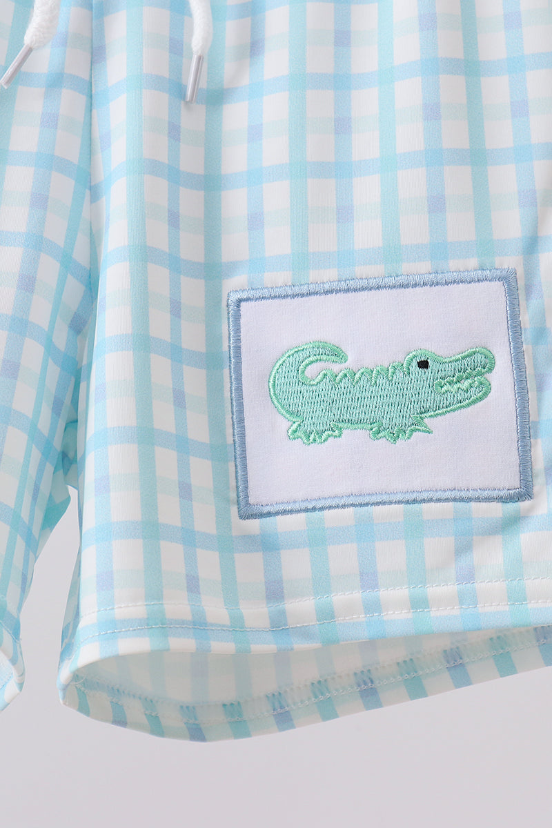 Blue Crocodile Embroidered Swim Trunks - Aaria Tees Aaria Tees