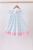 Pink Crocodile Smocked Gingham Dress - Aaria Tees Aaria Tees