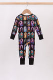 Black princess bamboo zipper ruffle romper Aaria Tees