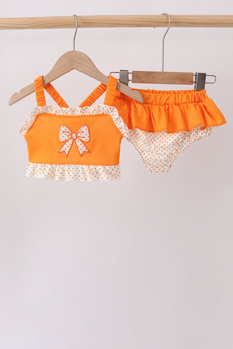 Orange Bow Ruffle 2PC Swimsuit - Aaria Tees Aaria Tees