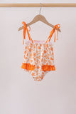 Orange Floral Print Ruffle Swimsuit - Aaria Tees Aaria Tees