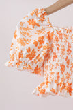 Orange Floral Smocked 2PC Ruffle Swimsuit - Aaria Tees Aaria Tees