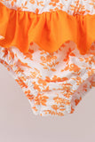 Orange Floral Smocked 2PC Ruffle Swimsuit - Aaria Tees Aaria Tees