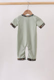 Sage Hunting Embroidered Romper Aaria Tees