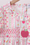 Pink Apple Smocked Ruffle Shorts Set Aaria Tees