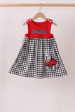 Red Georgia Applique Gingham Dress Aaria Tees