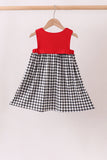 Red Georgia Applique Gingham Dress Aaria Tees
