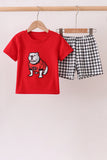 Red Georgia Applique Gingham Shorts Set - Aaria Tees Aaria Tees