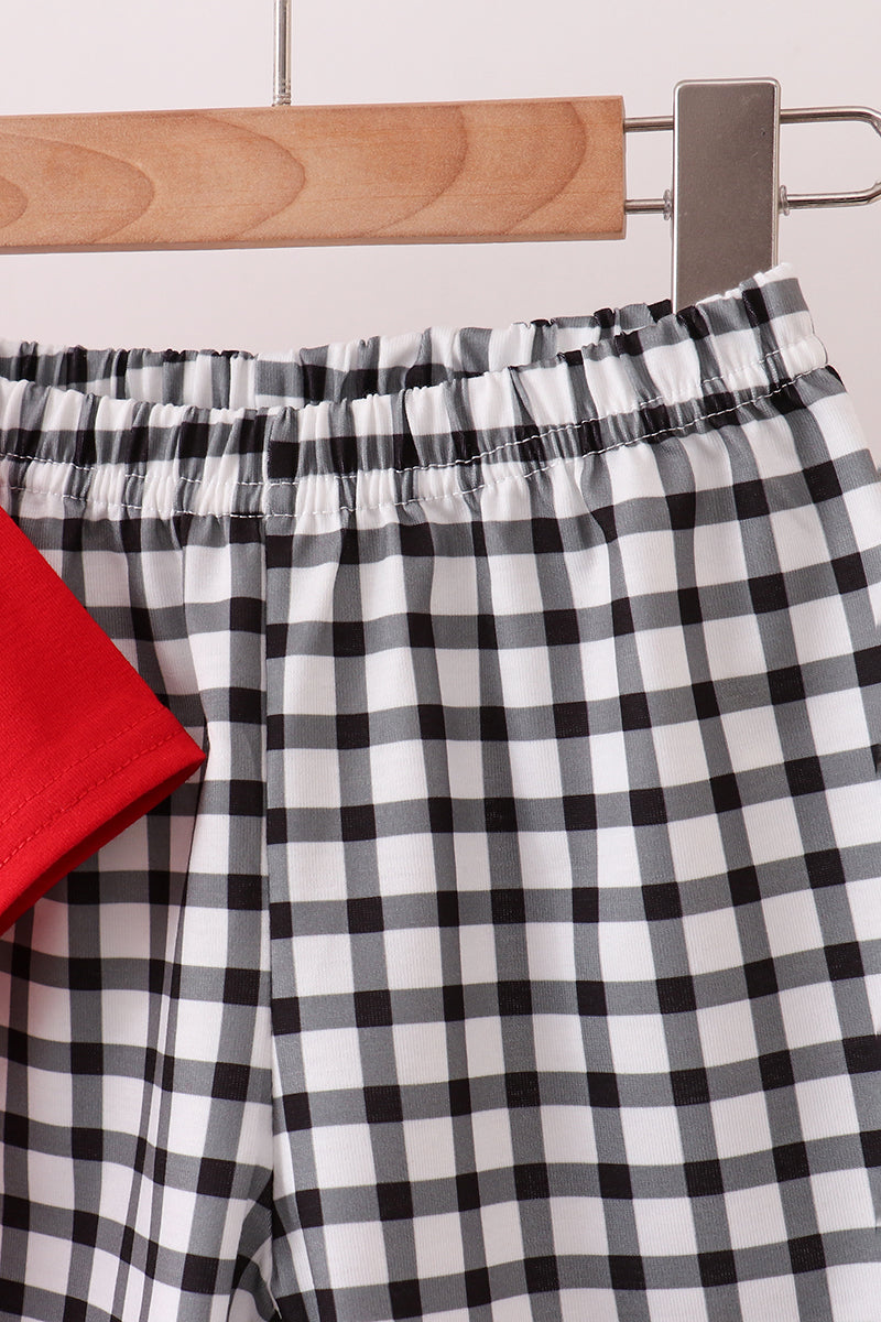 Red Georgia Applique Gingham Shorts Set - Aaria Tees Aaria Tees