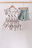 Sage Mallard French Knot Ruffle Shorts Set - Aaria Tees Aaria Tees