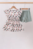 Sage Mallard French Knot Ruffle Shorts Set - Aaria Tees Aaria Tees